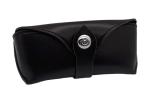 Nubuck Black Leather Glasses Case , Belt Buckle Leather Eyeglass Pouch