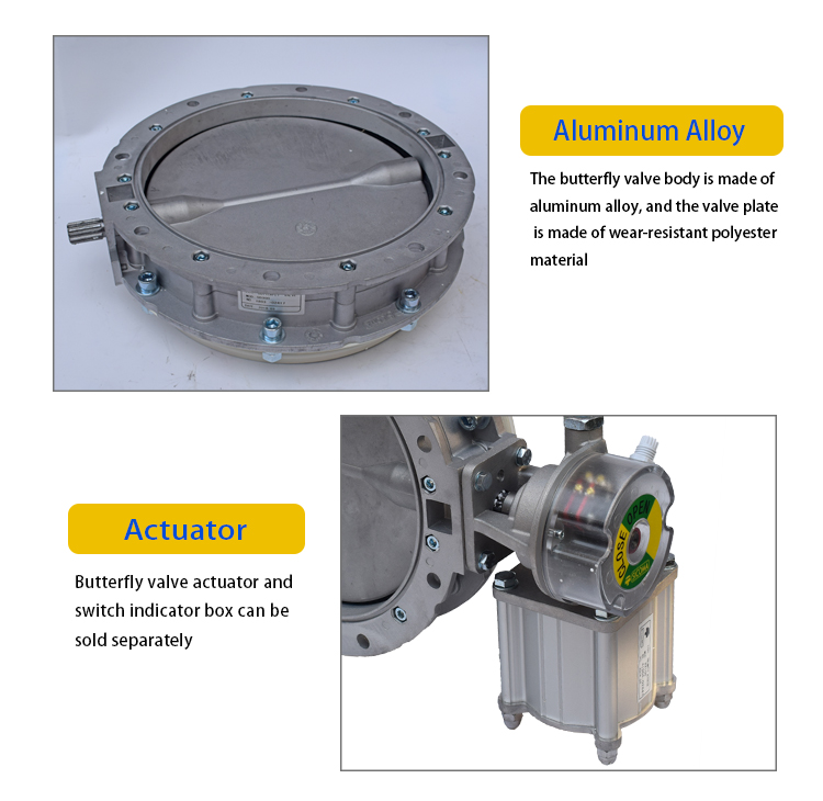 Powdery And Granular Material Pneumatic Butterfly Valve DN300 With Ductile Iron Disc