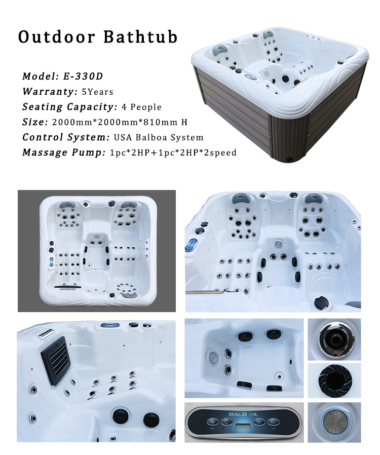 4 Person Outdoor Spa Hot Tub Backyard Swim Spa Whirlpool Massage For Jacuzzi