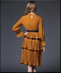 fashion polyester print layered skirt fringed dress medium style