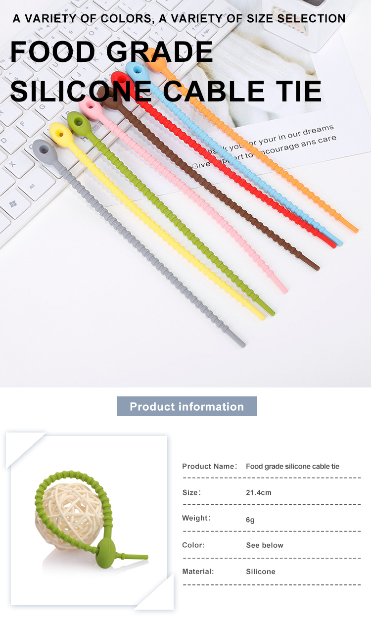 Reusable Silicone Cable Ties , Tidy Wire Cord Lead Organizer