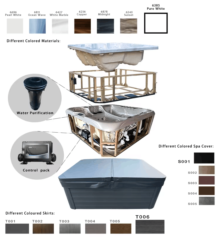 5 Persons Hydrotherapy Spa Hot Tubs For Outdoor Cool Spa Bathtub With Air Jets Jacuzzi Luxury Spa Tubs For Villa