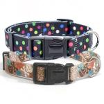 Polyester Martingale Dog Collar Metal Buckle Personalized Sublimation Gold Pet