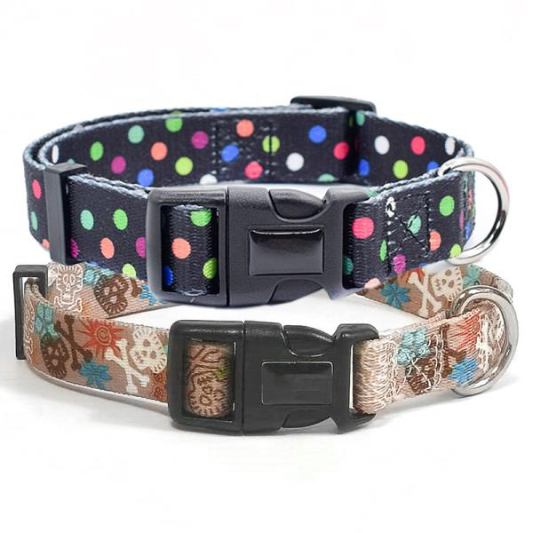 Polyester Martingale Dog Collar Metal Buckle Personalized Sublimation Gold Pet