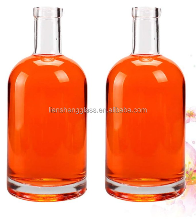 Glass Collar 350 ml 500 ml 700 ml Luxury Vodka Bottle for Refillable Clear Glass Bottles