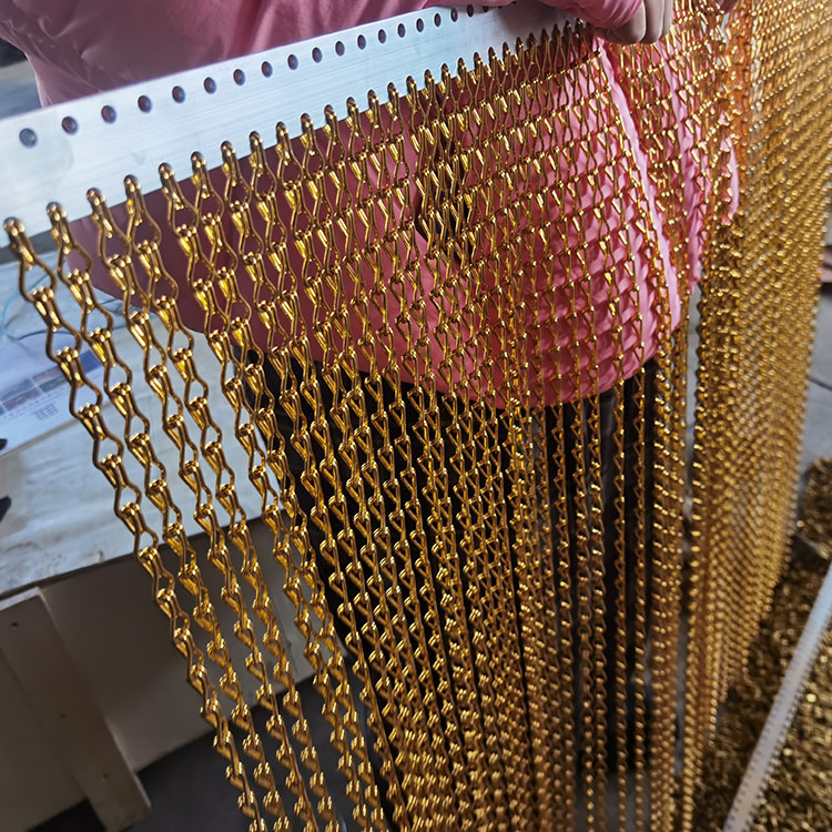 Custom Color Decorative Aluminum Double Hook Fly Screen Mesh Curtain For Space Divider