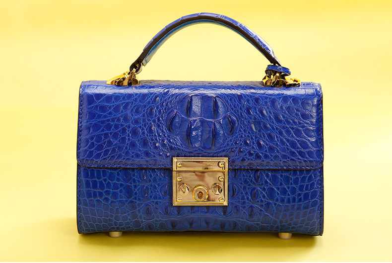 Genuine Alligator Skin Key Lock Closure Lady Small Handbag Authentic Crocodile Leather Women Flap Purse Shoulder Bag