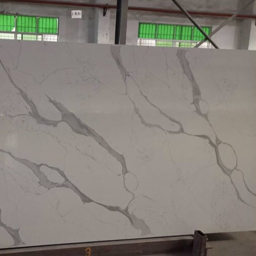 Nebulous Calacatta Quartz Stone For Kitchen Countertop Surface