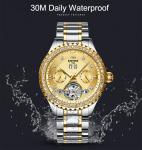 KINYUED Design your own luxury waterproof mens skeleton automatic tourbillon