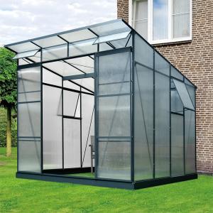 Quality 6x8ft aluminium profile silver green house with 4mm polycarboante for flower ,vegetables as garden greenhouse for sale wholesale