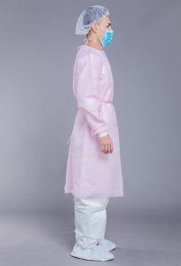 Quality SMS Surgical 35GSM PP PE Pink Disposable Isolation Gown wholesale