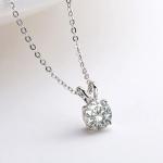 925 Sterling Silver Pendant for Girls 18K Yellow Gold Round Cut Solitaire Stone
