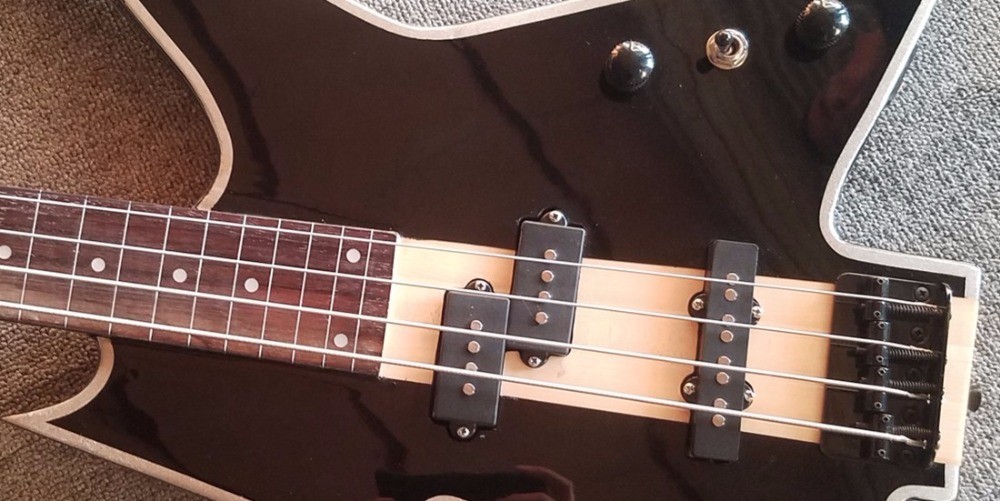 2019New high quality custom neck through mahogany lightning body bass 4 strings electric bass guitar free shipping