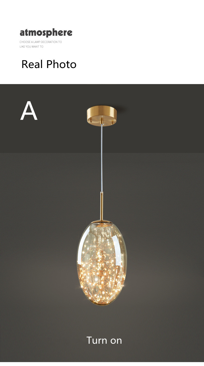 Decoration Glass Hanging Lamp for Dining Room Kitchen Bar LED Stars Glass Chandelier(WH-GP-175)