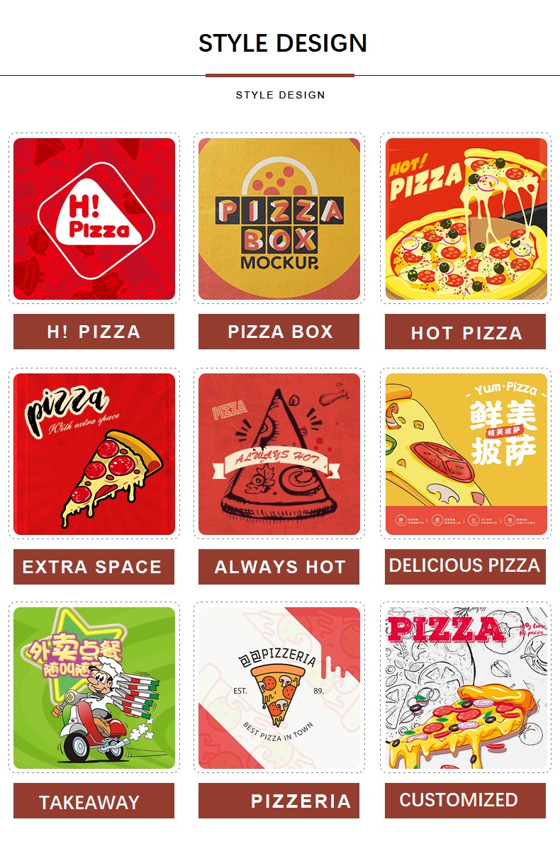 Personalised Dough Pizza Boxes Takeaway Small Pink 3 6 7 8 9 10 11 12 Inch Corrugated Paper
