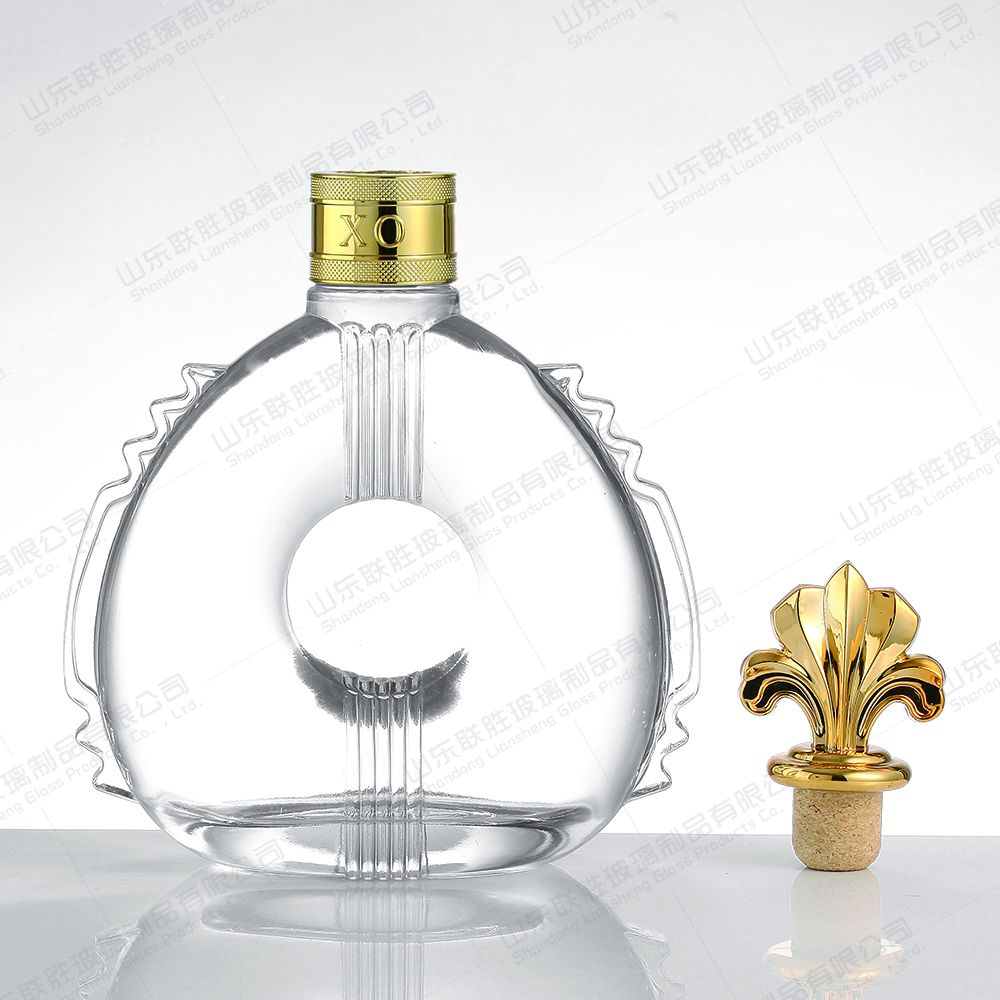 Glass Collar Material Empty Bottles for Beverage Liquor Whiskey Decanter Agave Bottle