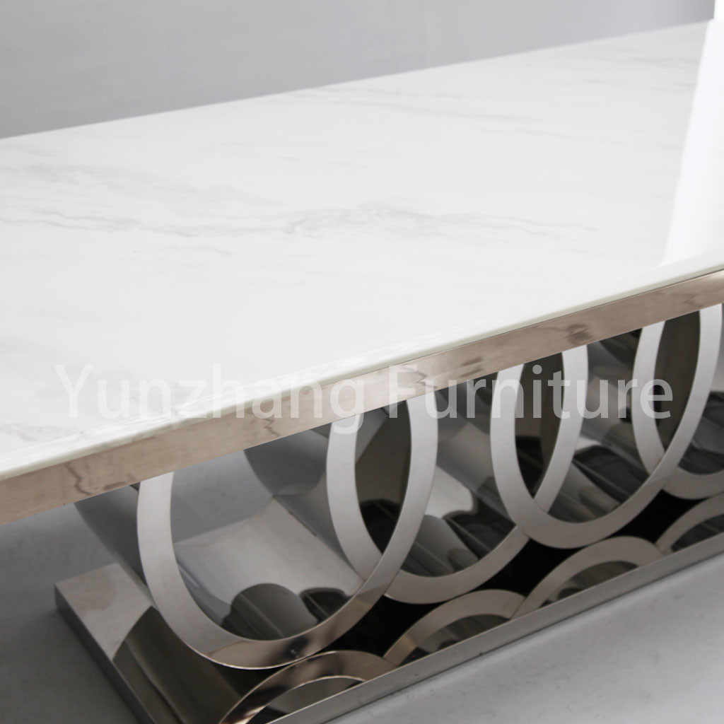 Elegant Four Circles Modern Dining Tables With Heavy Base Home Furniture