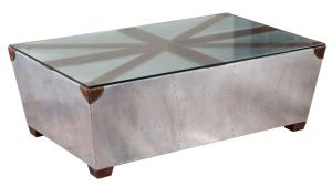 Quality Union Jack Flag Aluminium Aviation Coffee Table With Glass Top wholesale