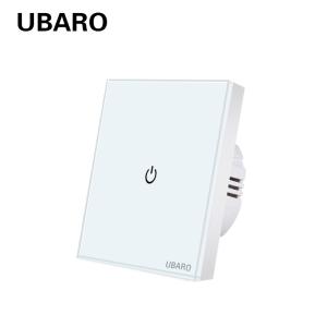 Quality UBARO 1gang Tempered Glass Touch Switch Panel 86*86mm 100-240VAC Input wholesale