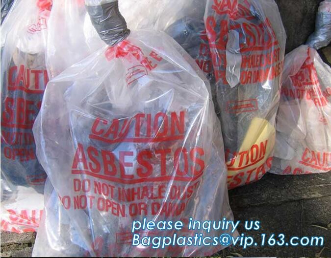 Hazardous Waste Yellow Plastic Bag Asbestos Garbage Bag,large size thicker LDPE asbestos remove bags,asbestos garbage ba