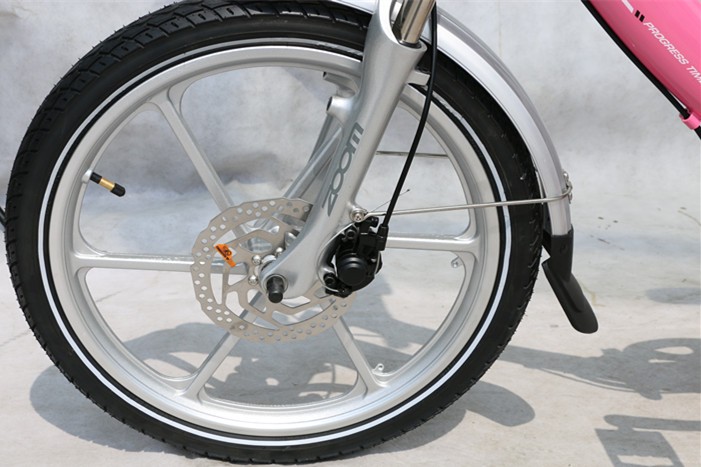 Aluminum Alloy Frame 20" Female Folding Electric Bicycle 6 Speed With Integrated Wheel