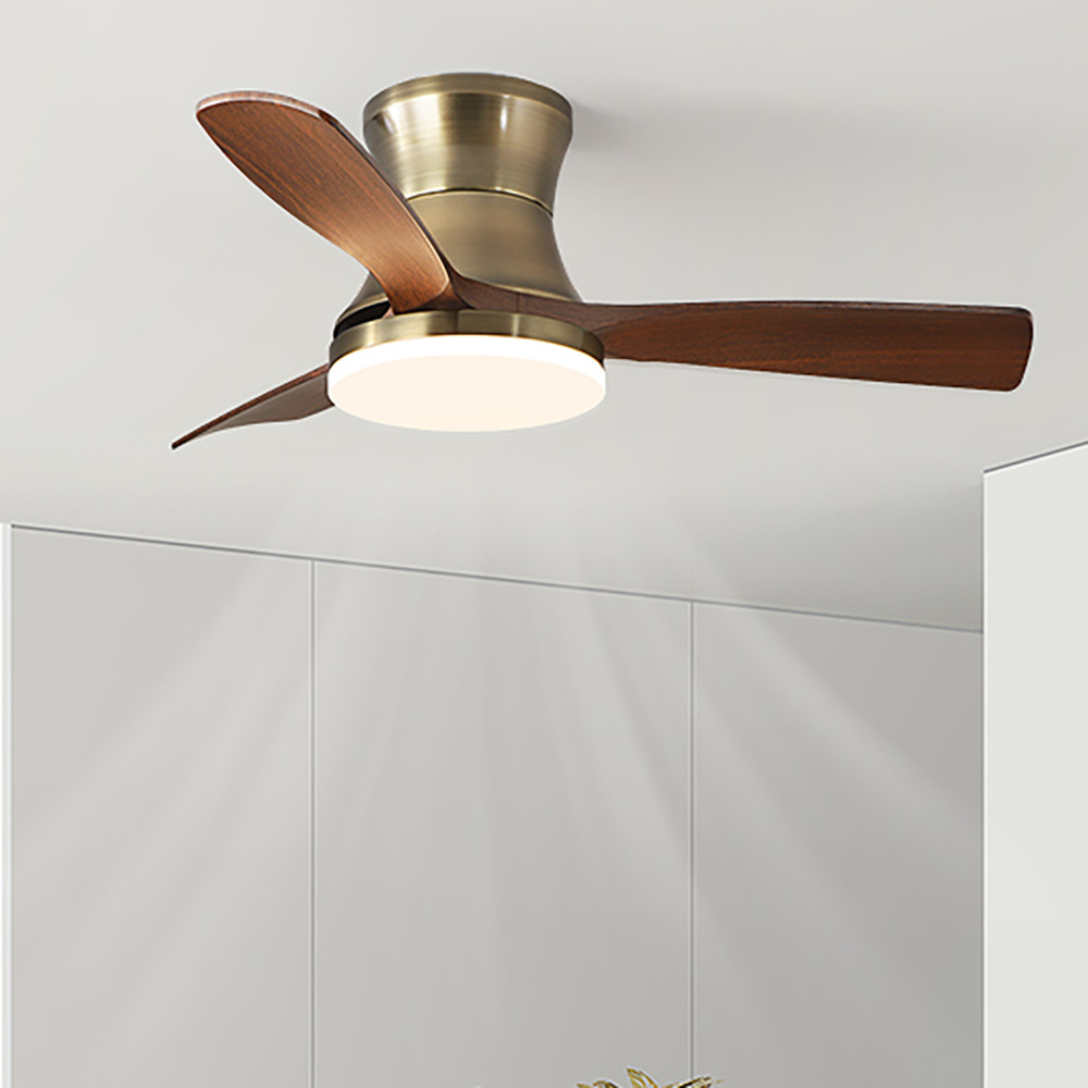 42/52 Inch 3/5 Straight Blades Wooden Leaf Ceiling Fan Remote Control