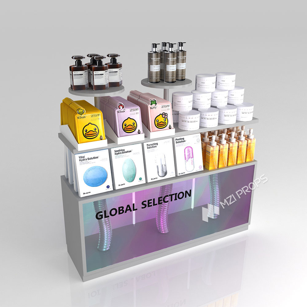 GDR05-JC05 Makeup Display Rack with 3mm Orange Semi-Transparent Acrylic Assembled Box for Fashion Boutique