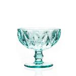 Hand Blown Diamond Cut Crystal Wine Glasses , 200ml Glass Cup Sky Blue Colored
