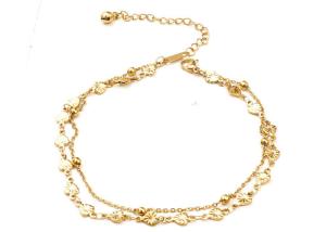 Quality Titanium steel anklet bracelet 18k women's plated rose gold double-layer beach Bohemian ankle foot chain wholesale wholesale