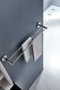 Quality 650mm Double Bathroom Towel Bars Rack SUS304 Wall Mount Polished Finish wholesale