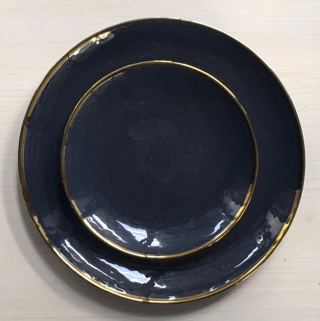 Clear Glass Beaded Charger Plates Wedding Event Gold Silver 32cm/27cm/21cm
