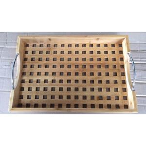 Quality bamboo wood serving tray with metal handle wholesale