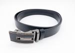 Black Genuine Leather Mens Automatic Buckle Belt 3.5cm Width Sleek Surface