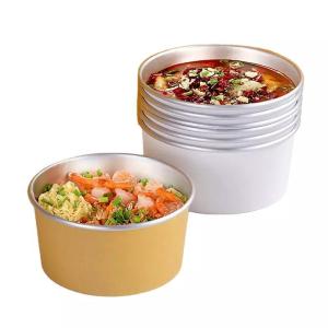 Quality 1235ml Aluminum Foil Paper Bowl With Lid Insulated Leak Proof Paper Bowl wholesale
