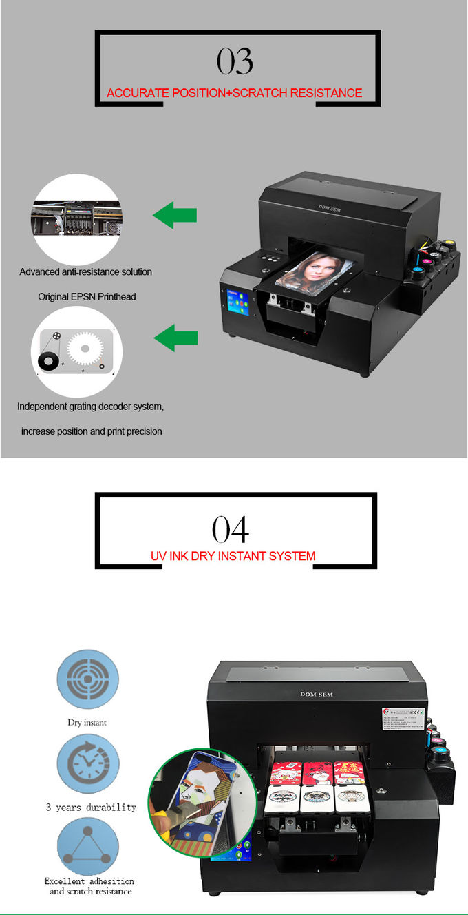 Professional Mini A4 UV Flatbed Printer UV LED Instant Dry System