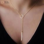 Disc Bar Pendant Stainless Steel Choker , Lariat Y Necklace For Women