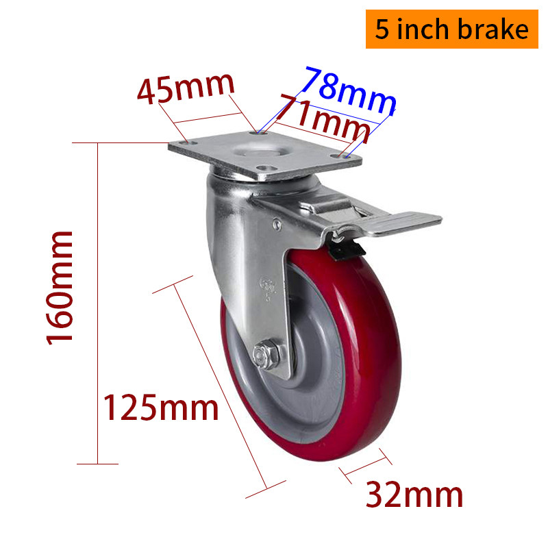 EDL Medium Duty 5inch 150kg Plate TPU Caster by Rigid, Swivel and Brake type