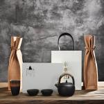 Modern Fashionable Ceramic Tea Cups with Wood Saucer and Wooden Handle Coffee
