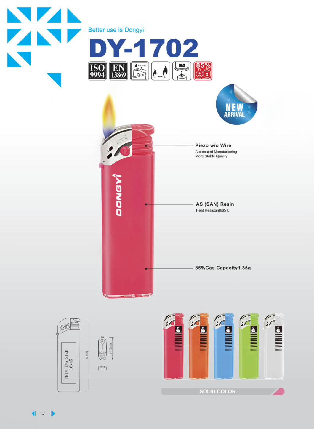 2021 Fashion Classic High Quality Hot Sale Electric Gas Lighter Hunan Dongyi Dy-1702