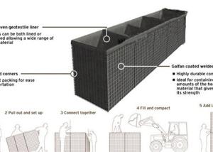 Quality Military Welded Gabion Fence Wall , 5mm Hesco Barriers Galvanized wholesale