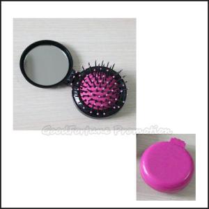 Quality Hot Sale Promotional printed logo portable fold make up dress mirror with comb wholesale