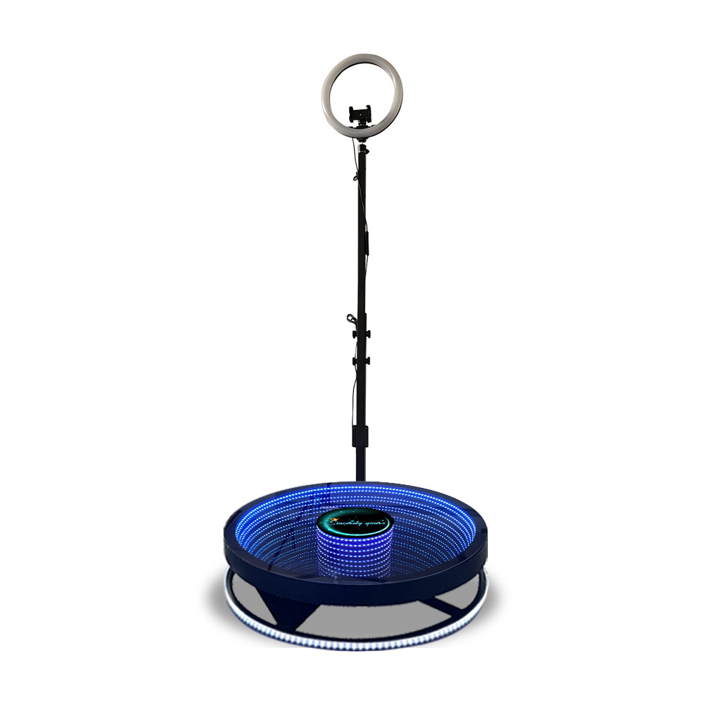 Slow Motion 360 Rotating Video Booth Tempered Glass 115cm With RGB Light