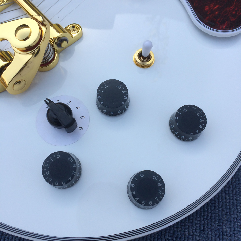 High quality hollow body jazz electric guitar,The White Guitar, the real abalone mother inlaid with the finger plate