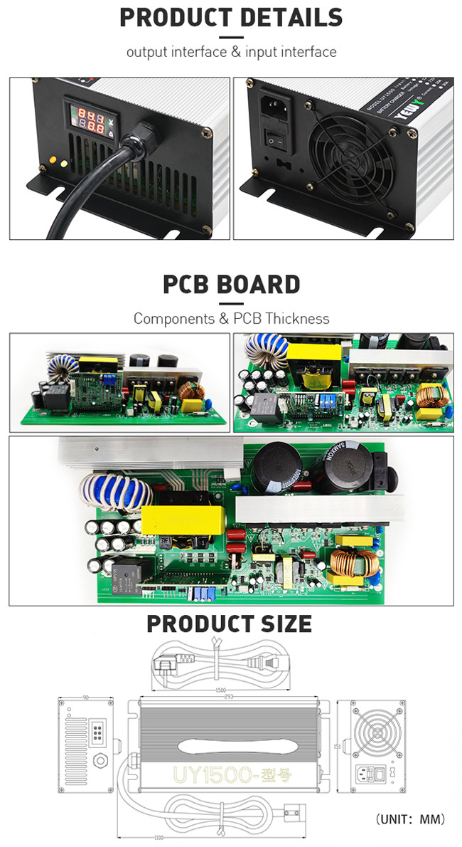 48V 36V 24V 12V Lithium Battery Charger Smart High Efficiency