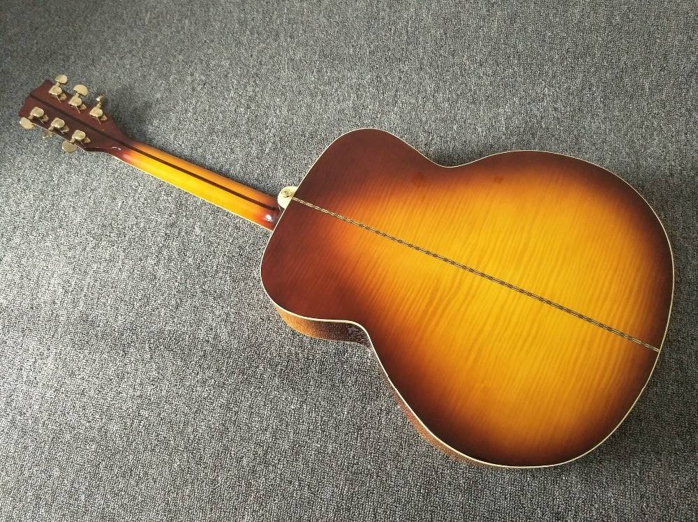 Factory Custom G200 Acoustic Guitar 43 inches Sunburst Sitika Solid Spruce Maple Acoustic Guitar Back / Side Tiger Strip