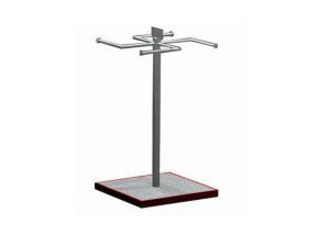 Quality Square Wooden Base Garment Display Stand With Four Arms Hanging Tube wholesale