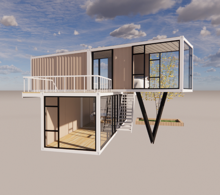 20ft or 40ft Luxury Design Two Layers Apartment Fabricated Living Portable Container House with Aluminum Alloy Windows
