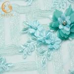 Fashionable Luxury 3D Flower Lace Fabric Embroidery Beaded Sequins Lace Fabric