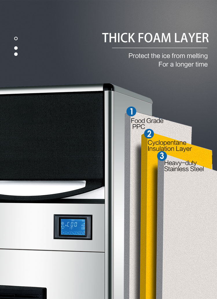 Commercial 60KG/24H Cube Ice Maker Machine Full-Automatic Ice Bin Maker