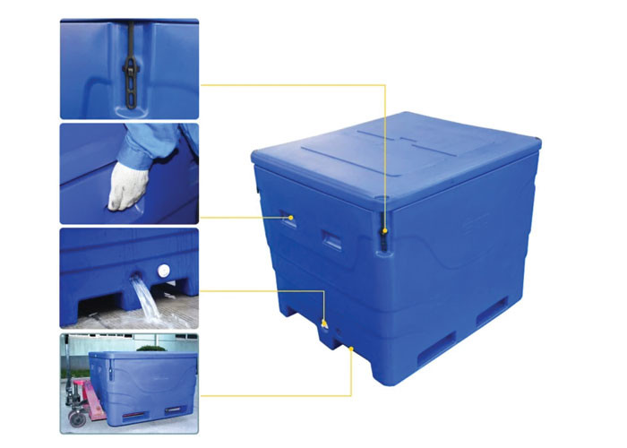 Plastic Rotational Molding 1000L Dry Ice Cold Box For Seafood